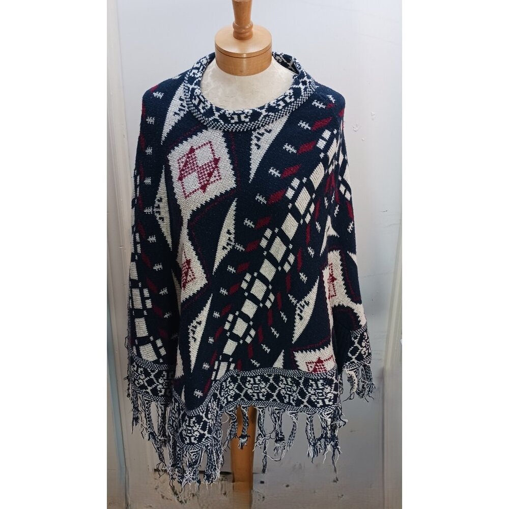 Pinklicious Women's Poncho One Size Cotton Acrylic Boho Western Granny Core GUC
